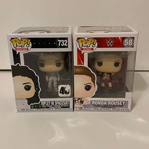 Ripley in spacesuit and Ronda Rousey Funko POP NWT